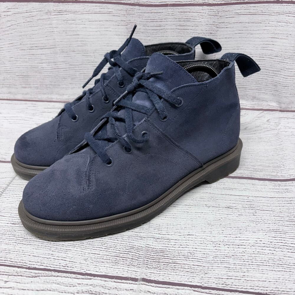 Dr. Martens Church Suede Monkey Boots Navy Blue UK 7 US Mens 8 Womens 9